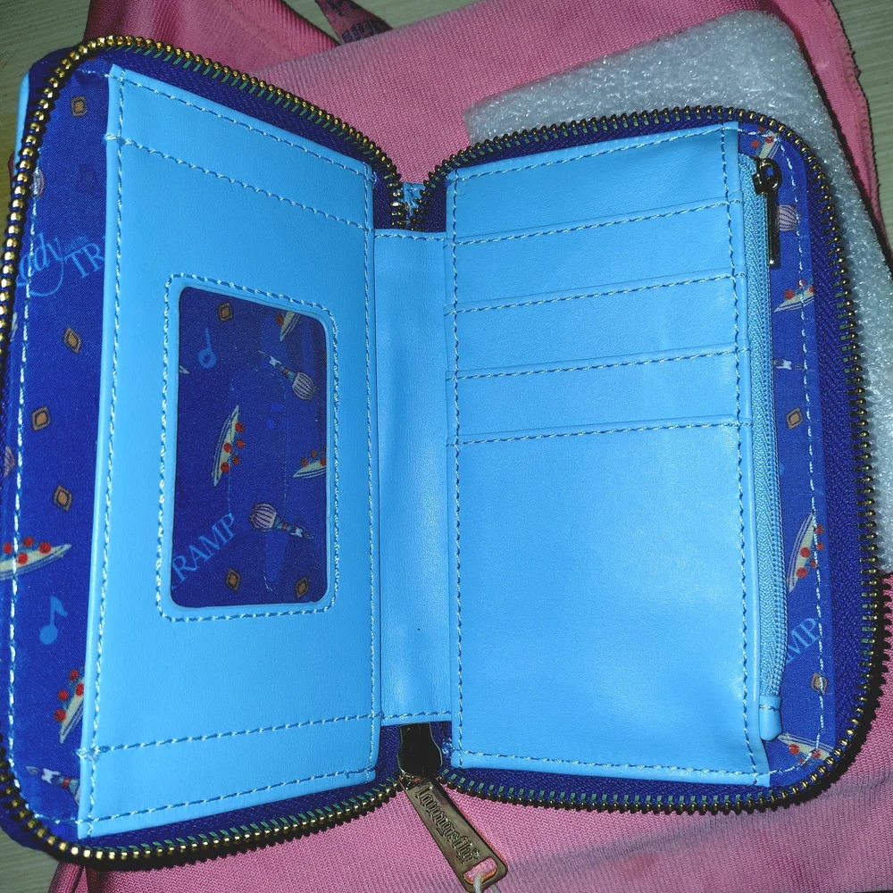 Disney Loungfly Lady and the Tramp Blue Wallet Zip Closure NEW - Picture 3 of 3
